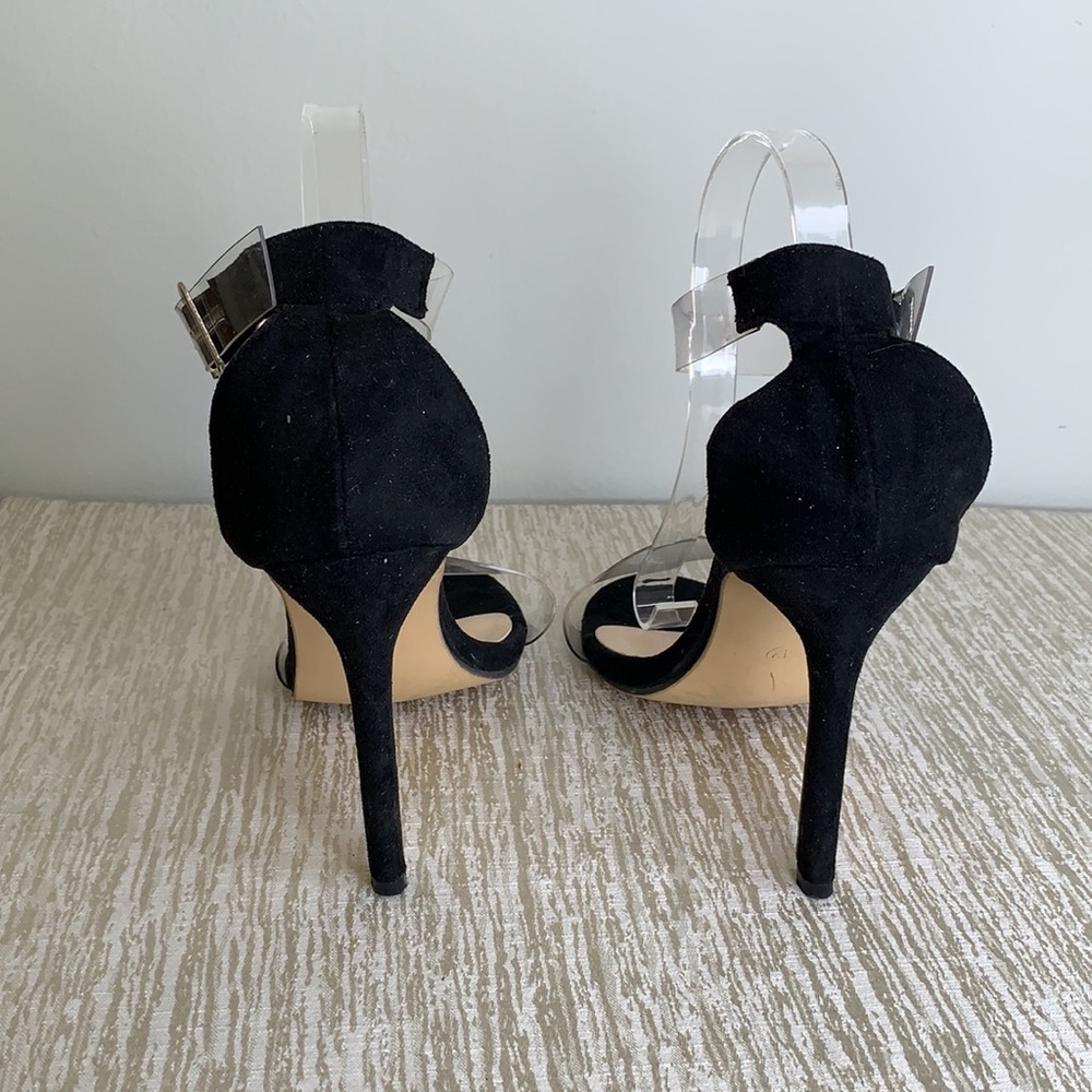 QUEEN SHOES BLACK CLEAR HEELS SIZE 12 - Picture 6 of 10
